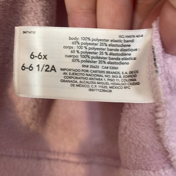 CARTERS NWOT Girls Size 6 Purple Lavender Fuzzy Soft Pullover Hoody Cozy - Picture 8 of 9